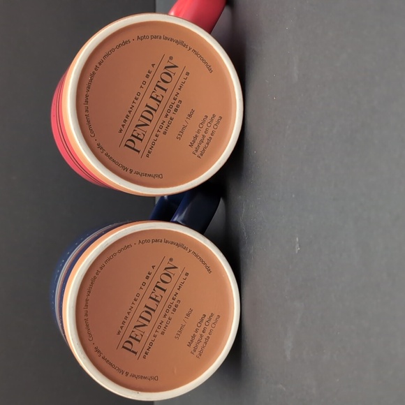 Set of 2 Pendleton Stoneware Mugs Blue/Red Striped. - Picture 7 of 9